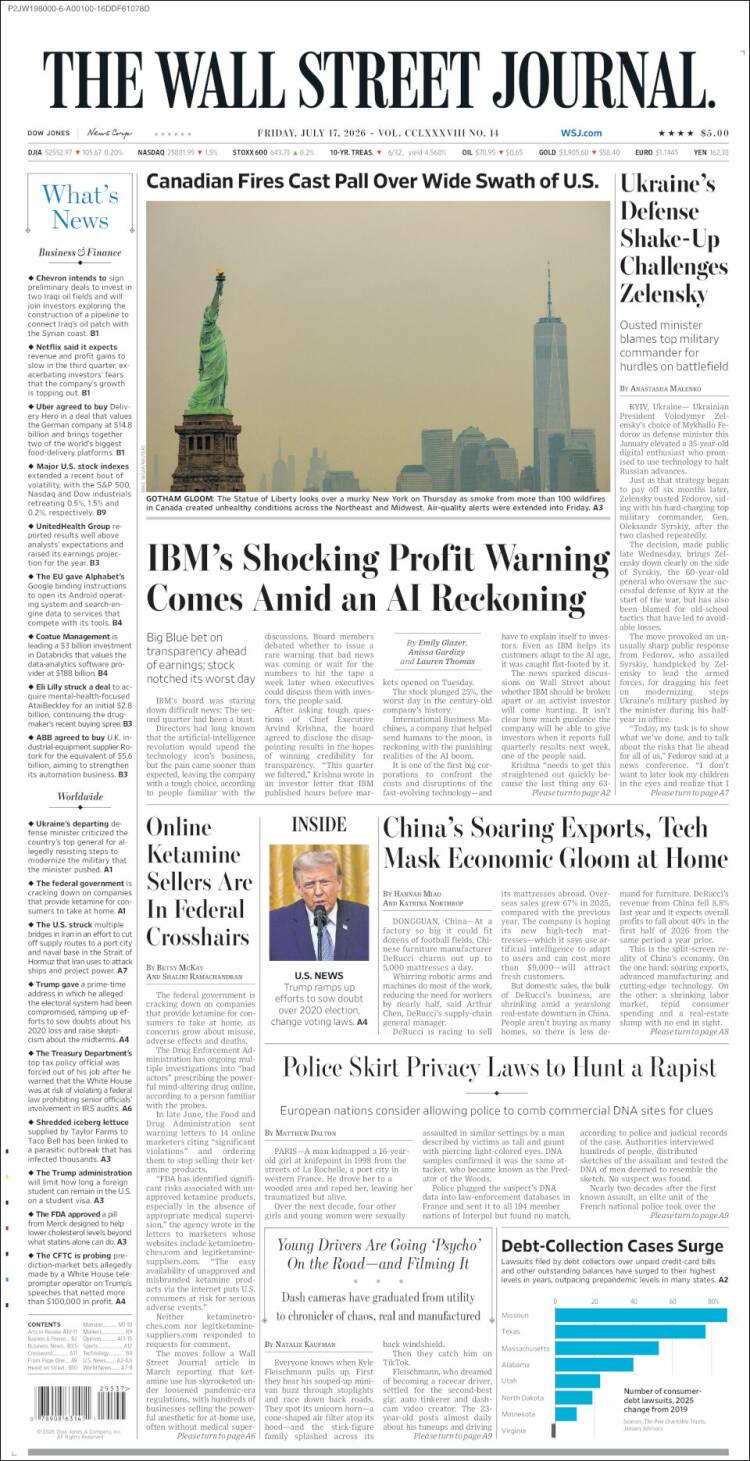 Portada de Wall Street Journal (USA)