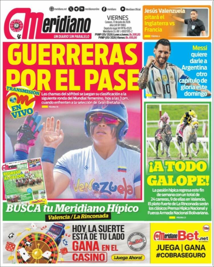 Portada de Meridiano (Venezuela)