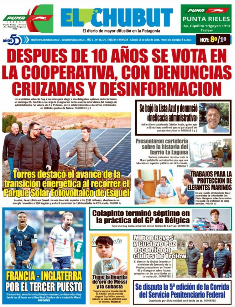 Portada de El Chubut (Argentine)