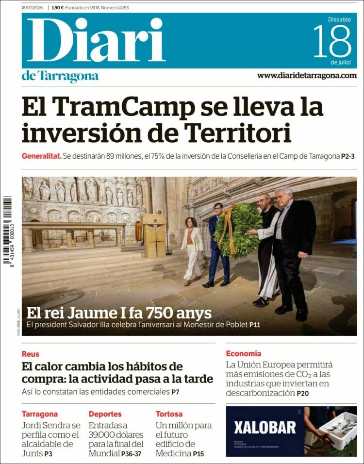 Portada de Diari de Tarragona (Espa&ntilde;a)