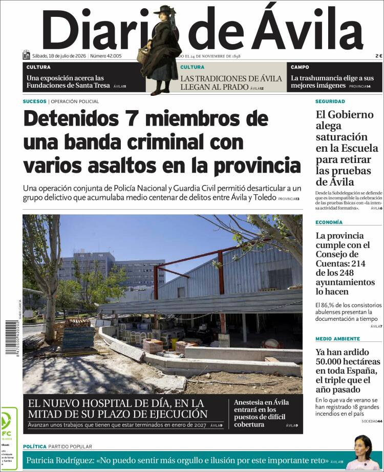 Portada de Diario de Ávila (Spain)