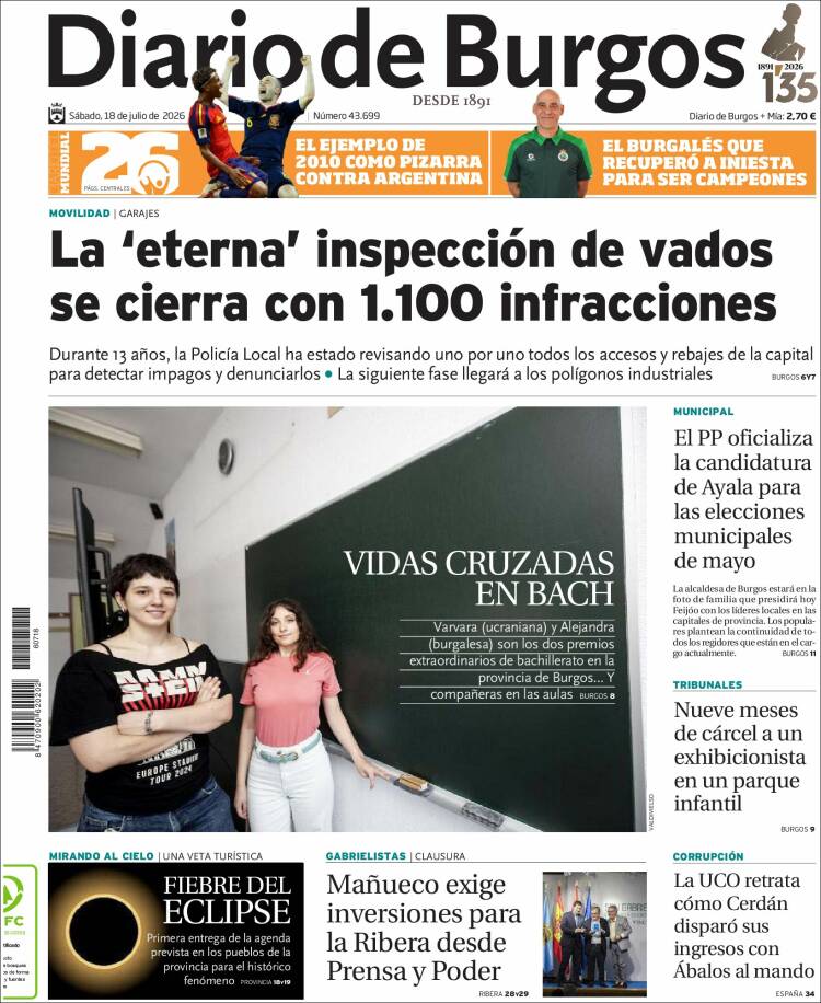 Portada de Diario de Burgos (Spain)