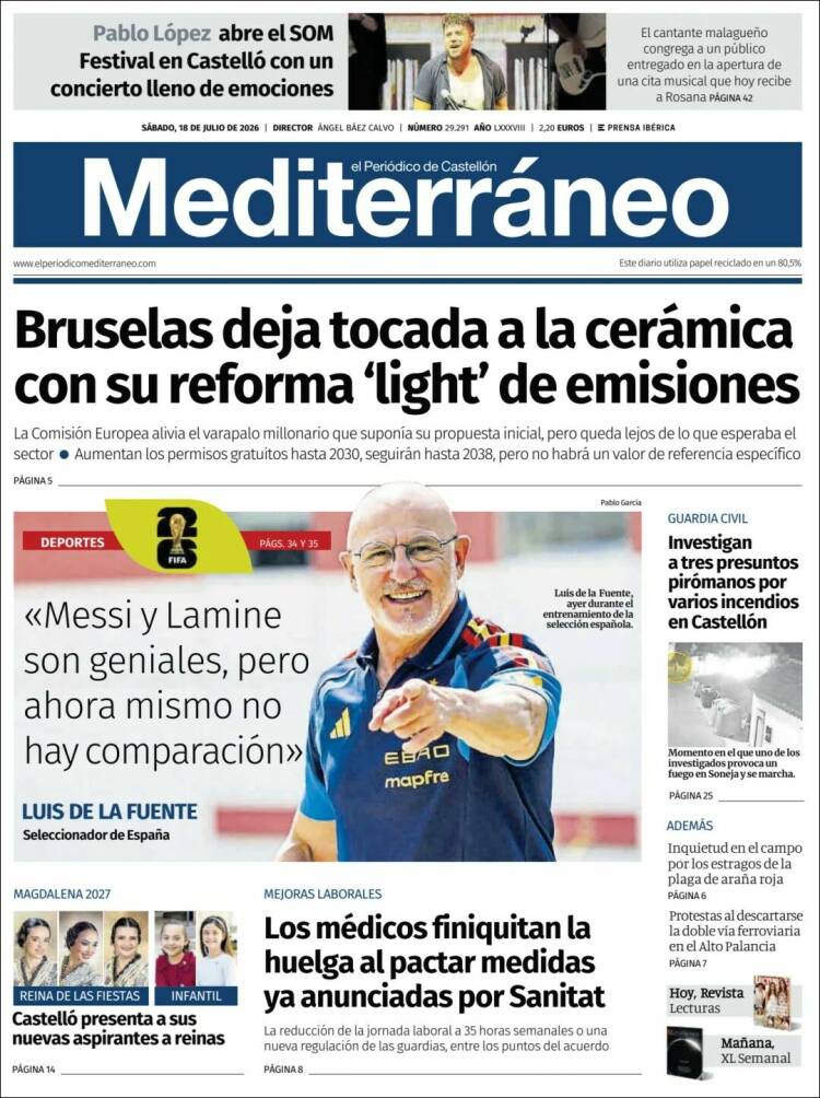 Portada de El Periódico Mediterraneo (Espa&ntilde;a)