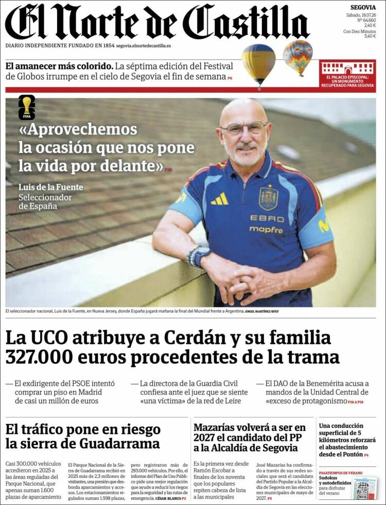 Portada de Norte de Castilla - Segovia (Spain)