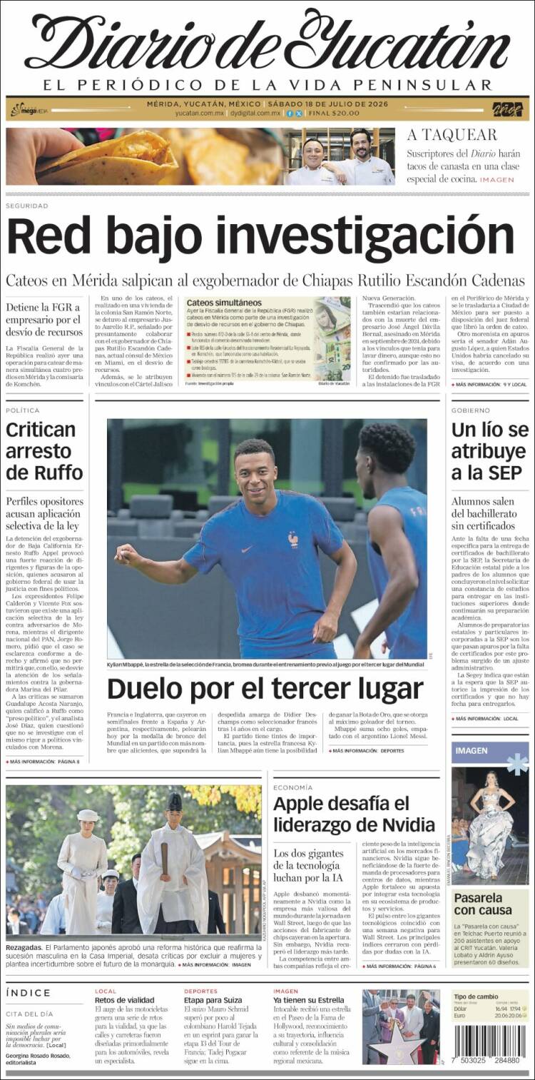 Portada de Diario de Yucatán (Mexique)