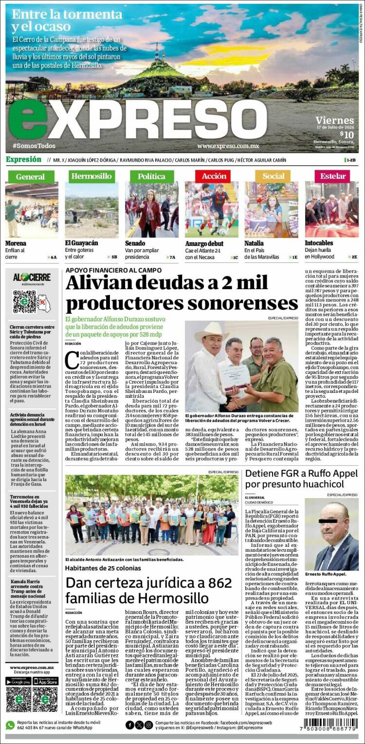 Portada de Expreso (Mexique)