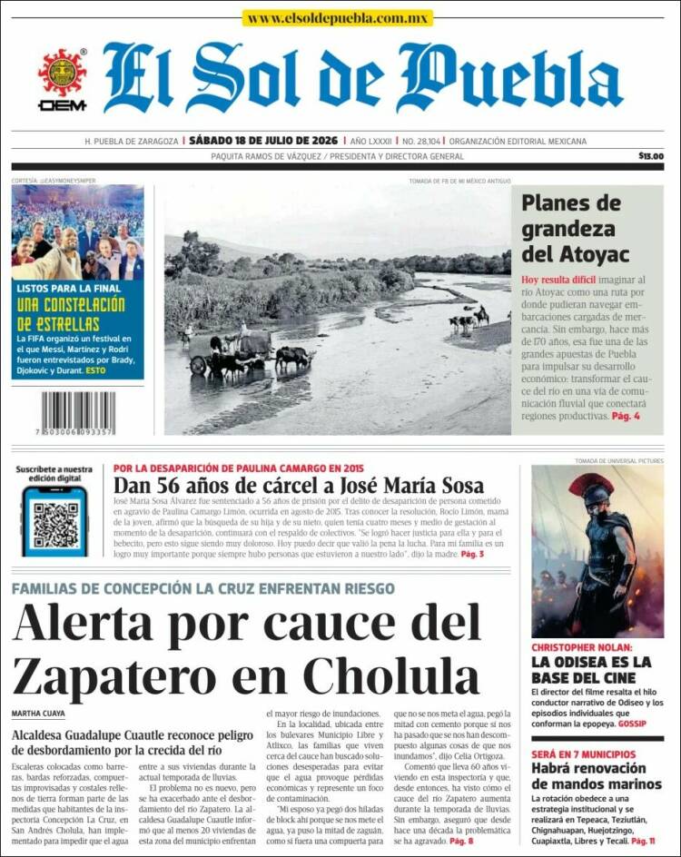 Portada de El Sol de Puebla (Mexique)