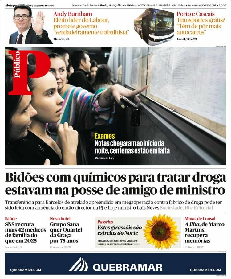 Portada de Público (Portugal)