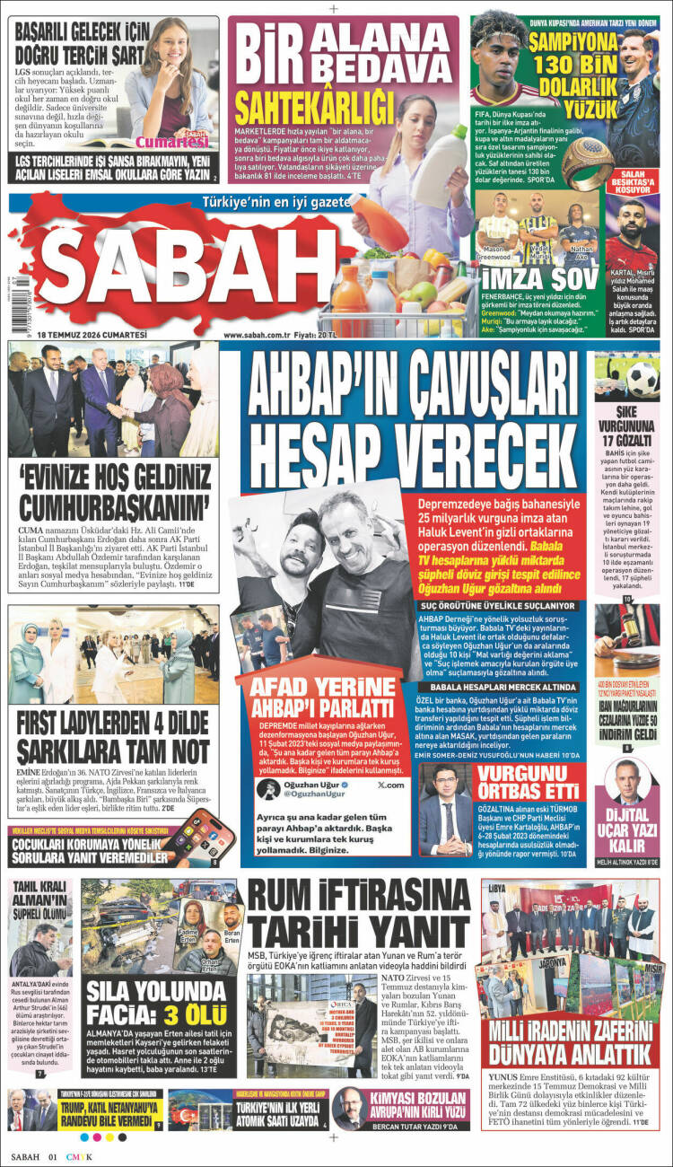 Portada de Sabah (Turqu&iacute;a)
