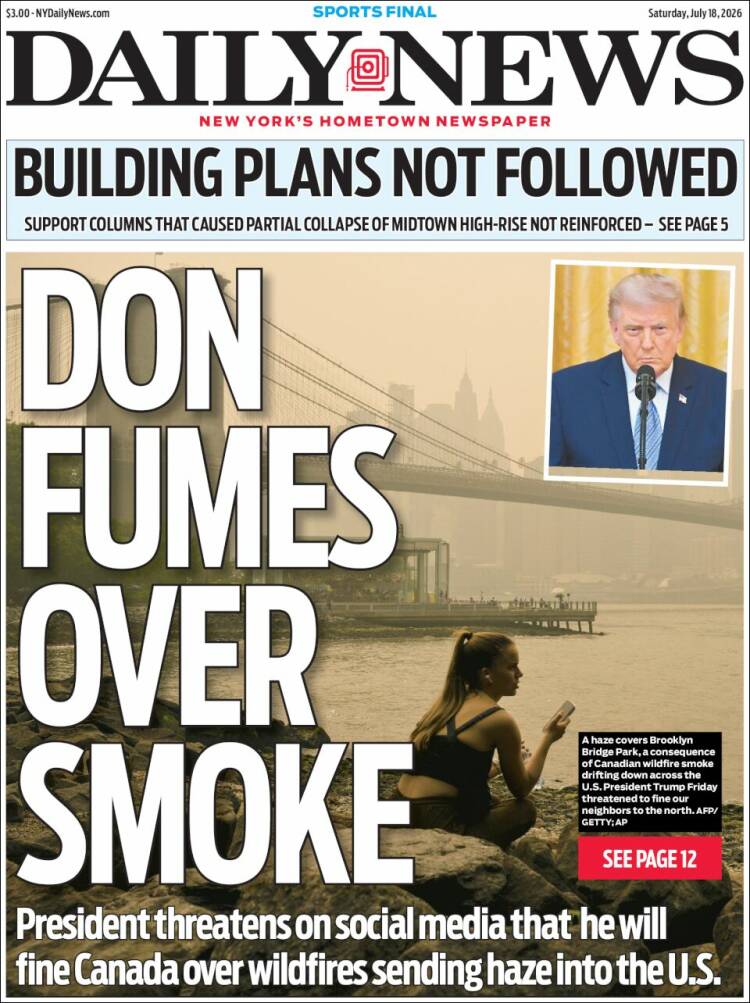 Portada de Daily News - New York (USA)