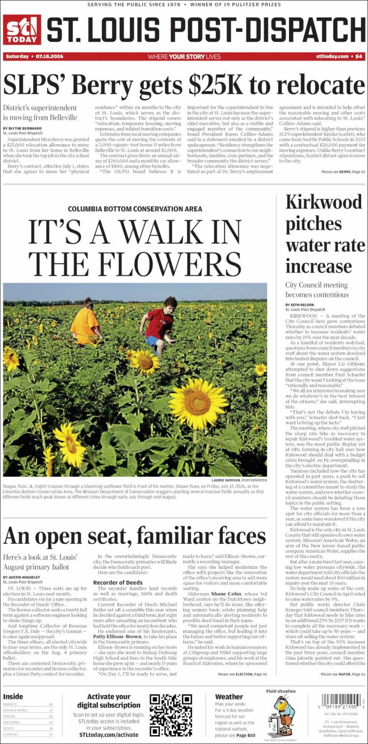 Portada de St. Louis Post-Dispatch (USA)