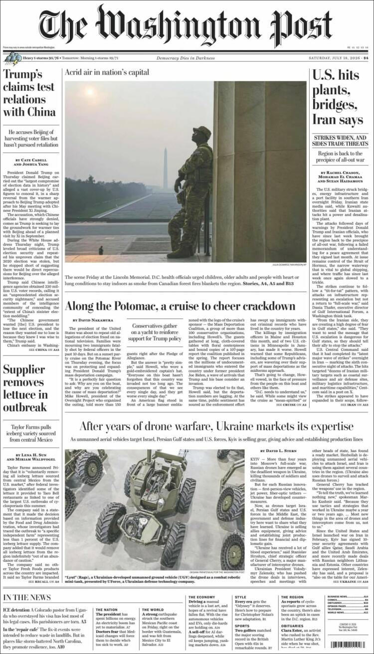 Portada de The Washington Post (USA)