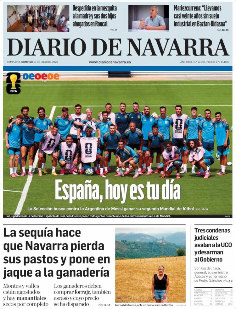Portada de Diario de Navarra (Espa&ntilde;a)