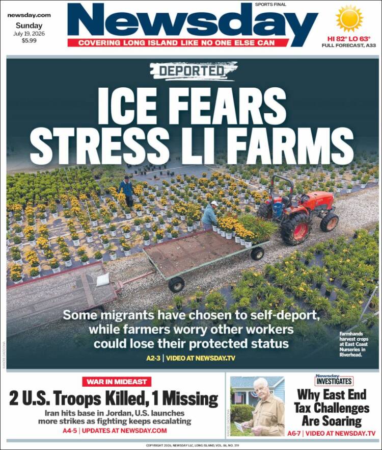Portada de Newsday (&Eacute;tats-Unis)