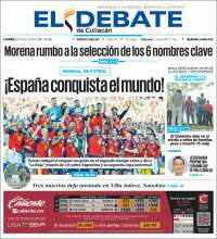 Portada de El Debate de Culiacán (Mexique)