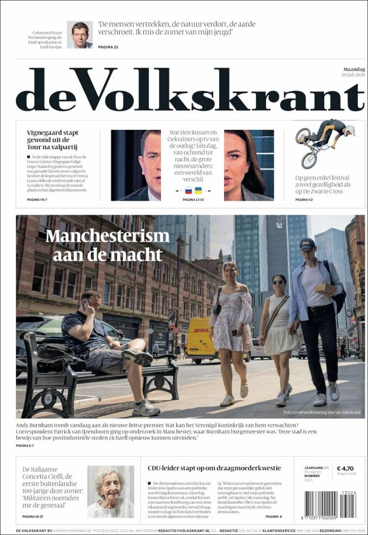 Portada de De Volkskrant (Netherlands)