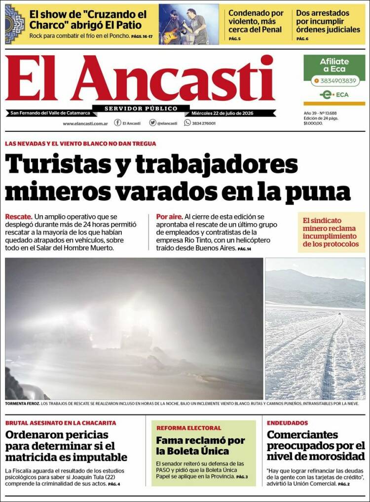 Portada de El Ancasti (Argentina)
