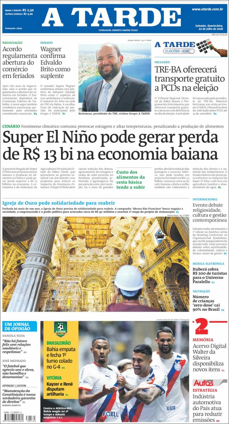 Portada de Diário A Tarde (Brasil)
