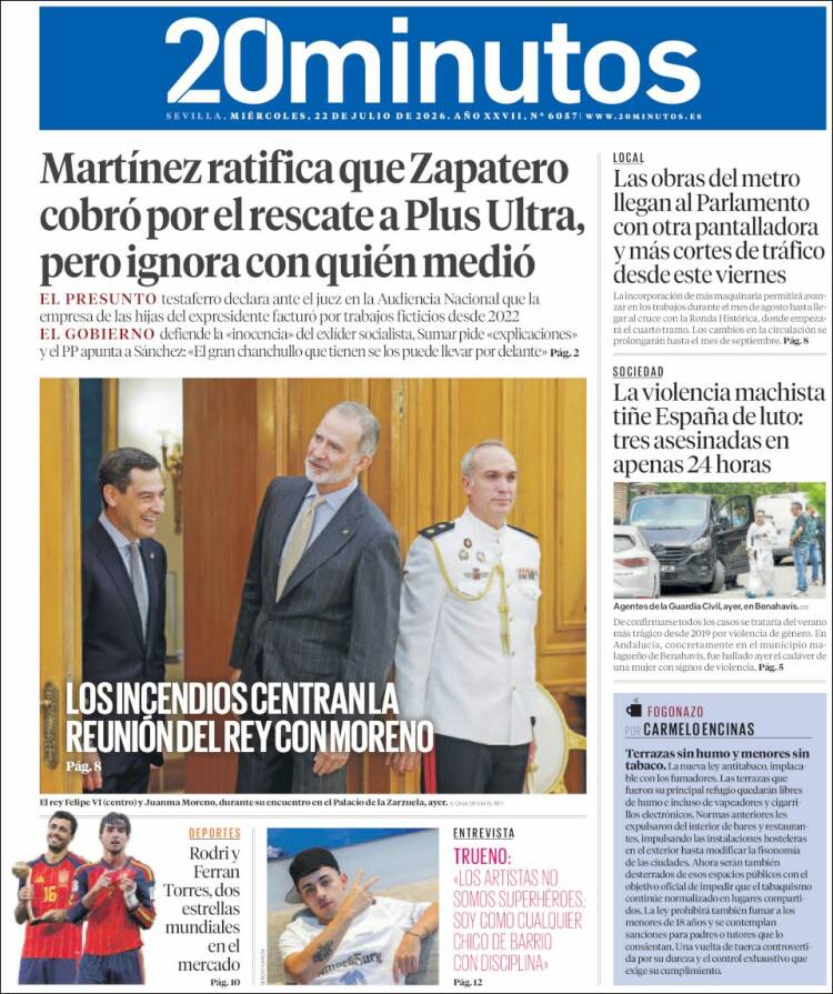 Portada de 20 Minutos - Sevilla (Spain)