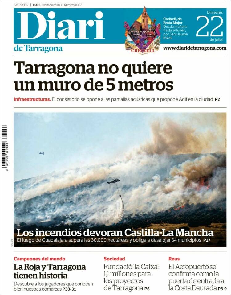 Portada de Diari de Tarragona (Spain)