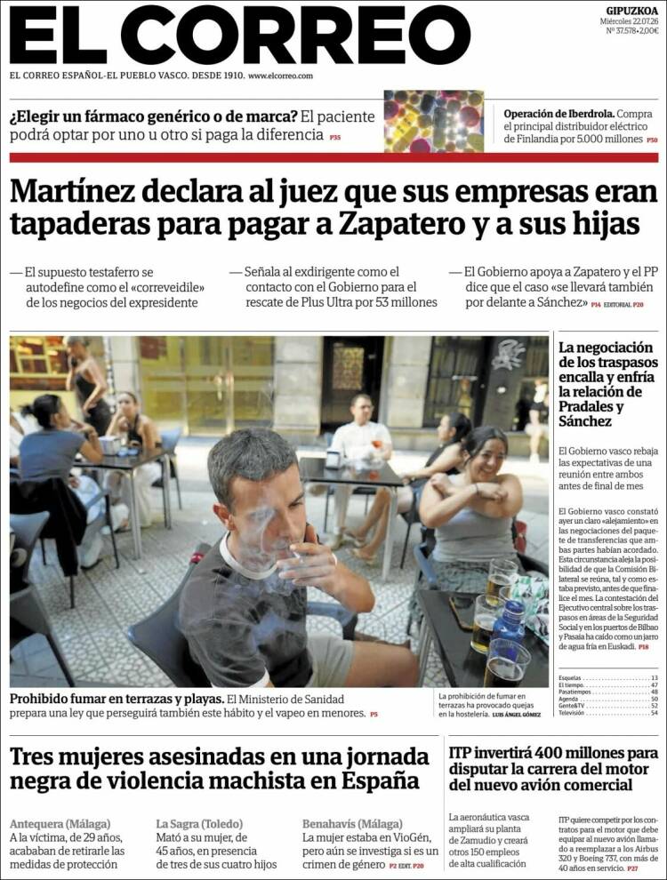 Portada de El Correo - Guipuzcoa (Spain)