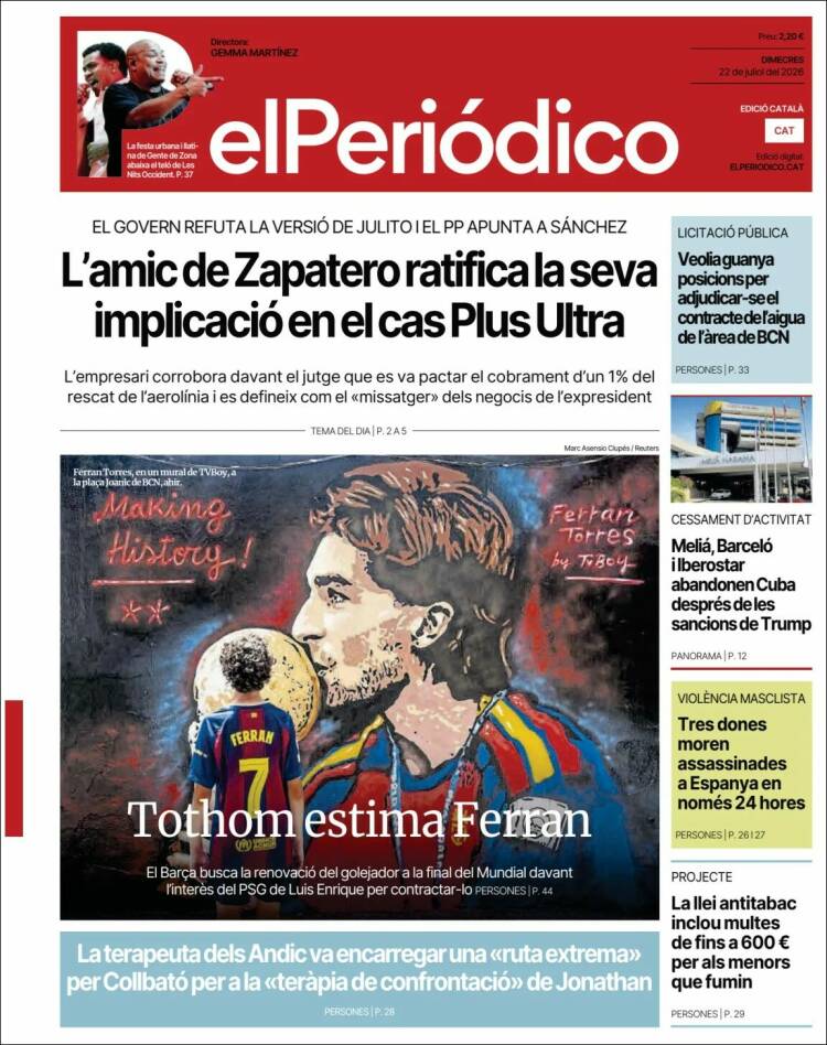 Portada de El Periódico de Catalunya (Spain)