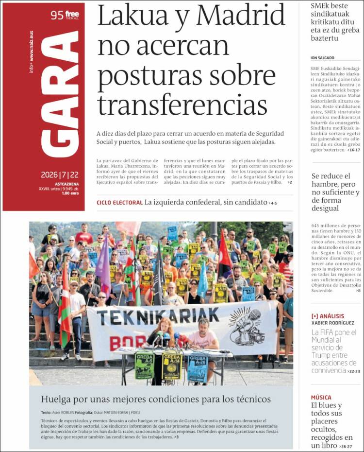 Portada de Gara (Spain)