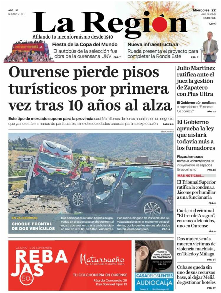 Portada de La Región de Ourense (Spain)