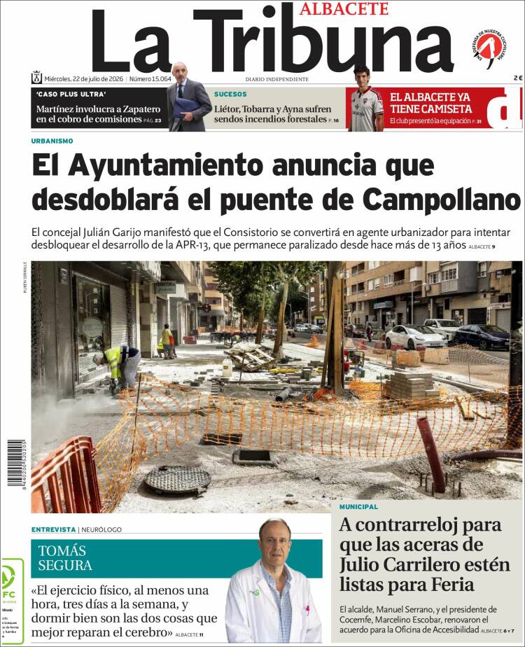 Portada de La Tribuna de Albacete (Spain)
