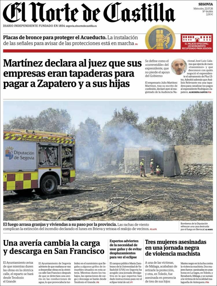 Portada de Norte de Castilla - Segovia (Spain)