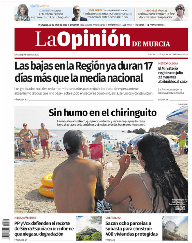 Portada de La Opinión de Murcia (Spain)