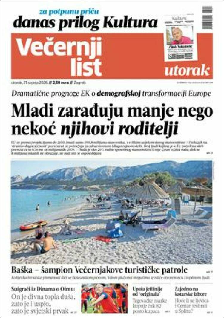 Portada de Večernji (Croatia)