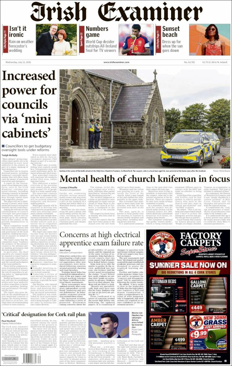 Portada de Irish Examiner (Ireland)