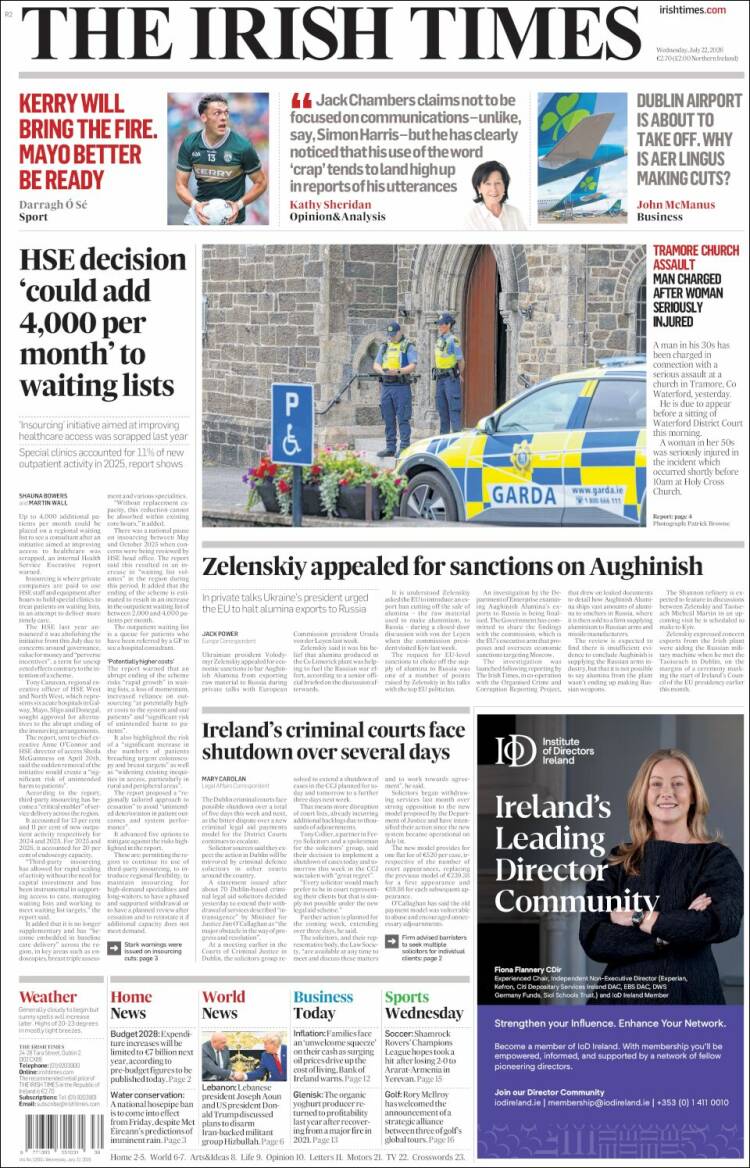 Portada de Irish Times (Ireland)