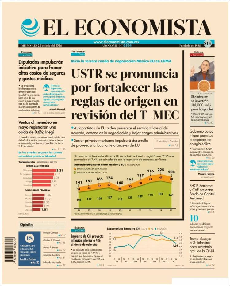 Portada de El Economista (Mexico)