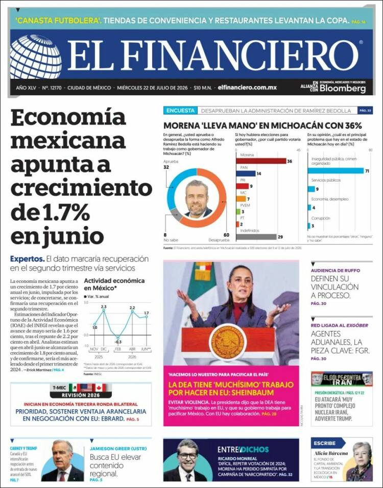 Portada de El Financiero (Mexico)
