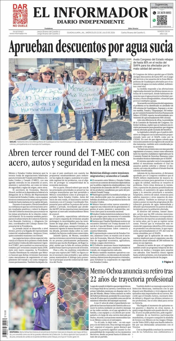 Portada de El Informador (Mexico)
