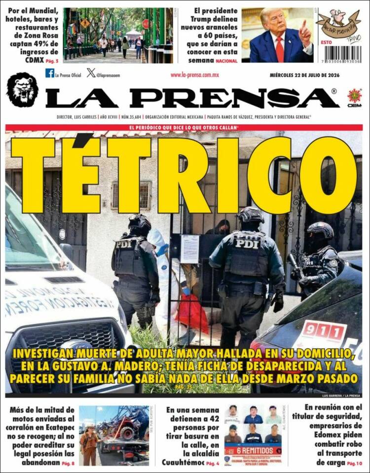 Portada de La Prensa (Mexico)