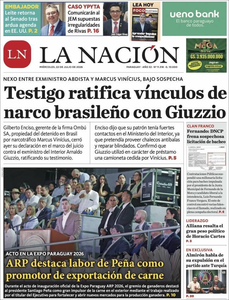 Portada de La Nación (Paraguay)