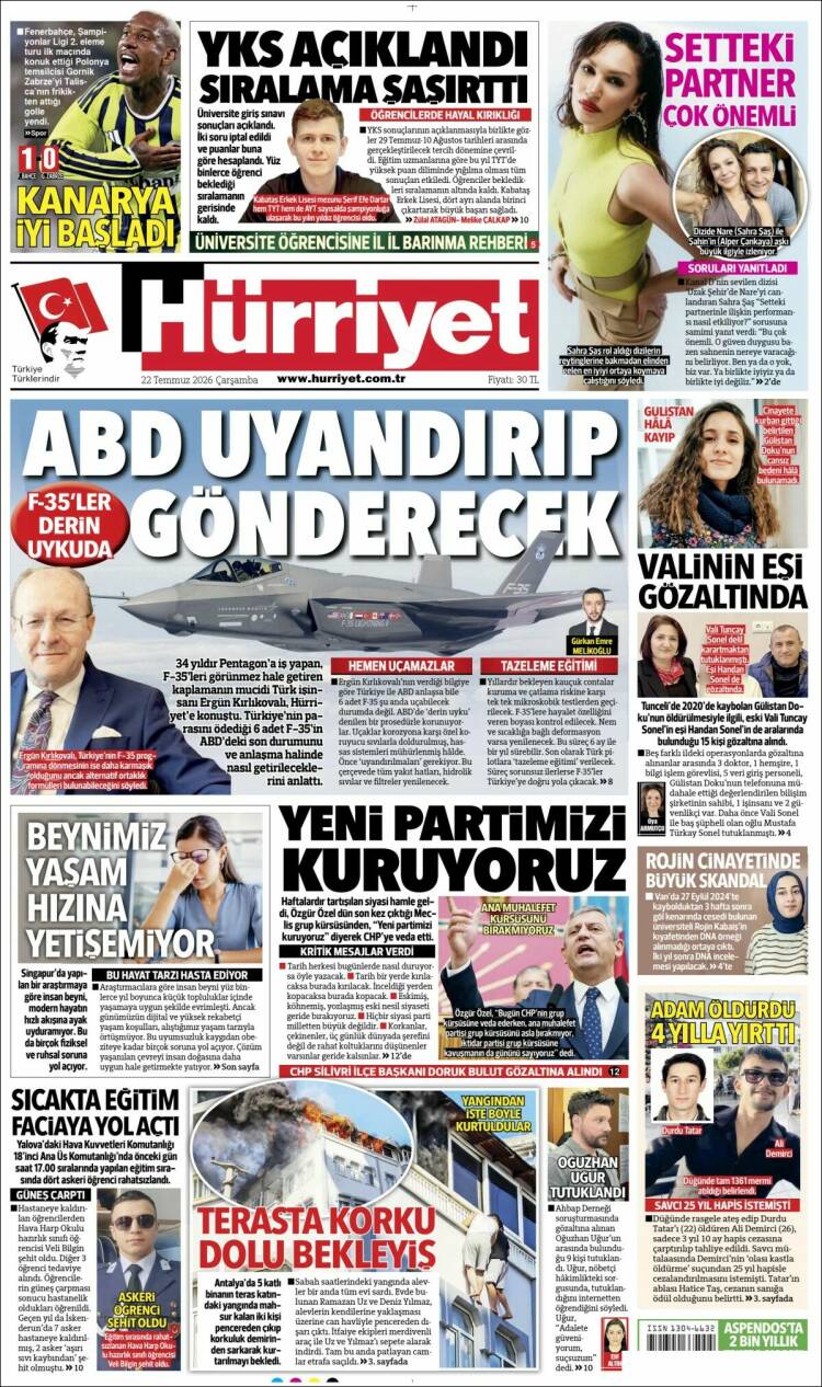 Portada de Hürriyet (Turkey)