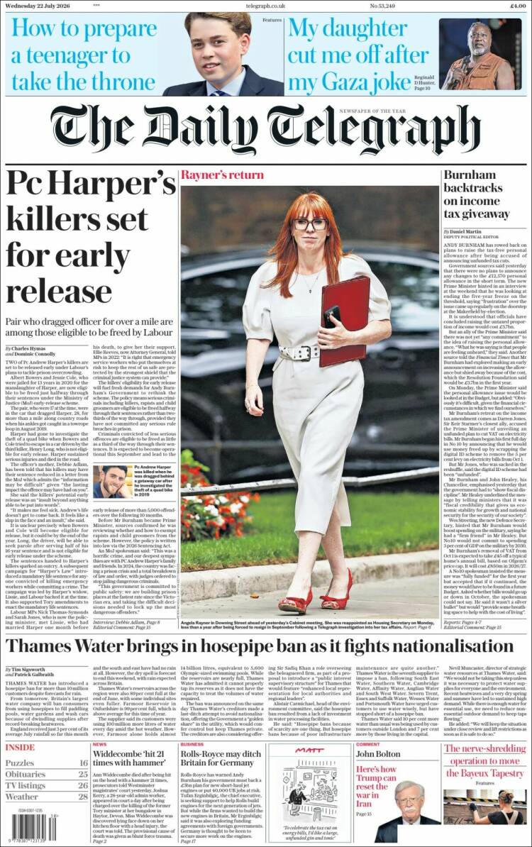 Portada de Daily Telegraph (United Kingdom)