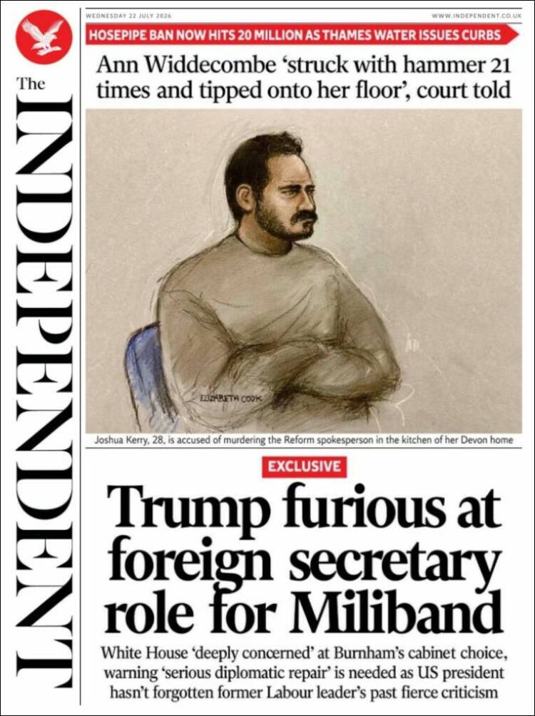 Portada de The Independent (United Kingdom)