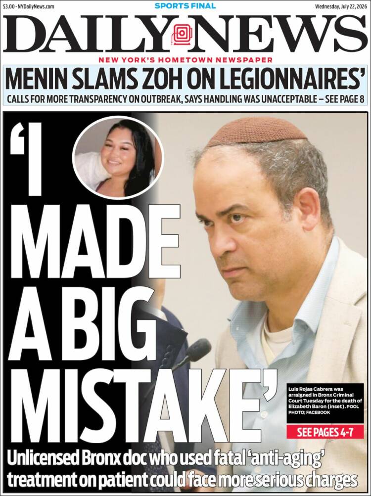 Portada de Daily News - New York (USA)