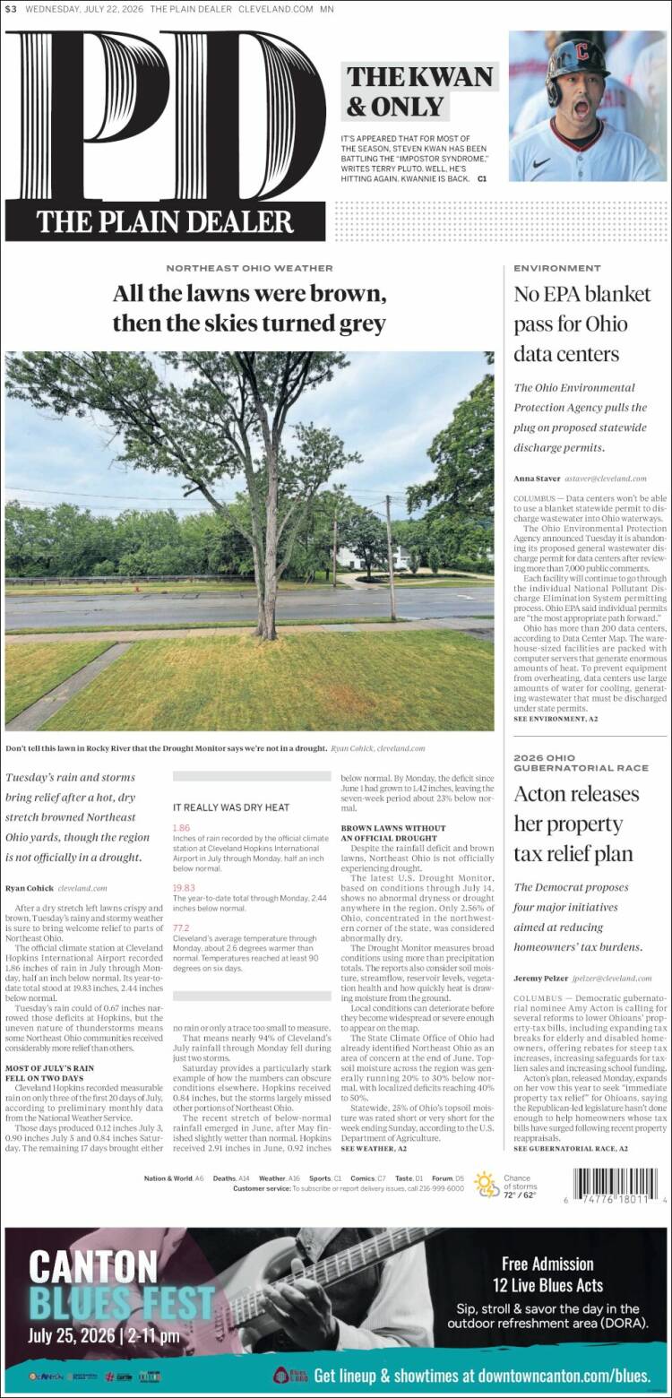 Portada de The Plain Dealer (USA)
