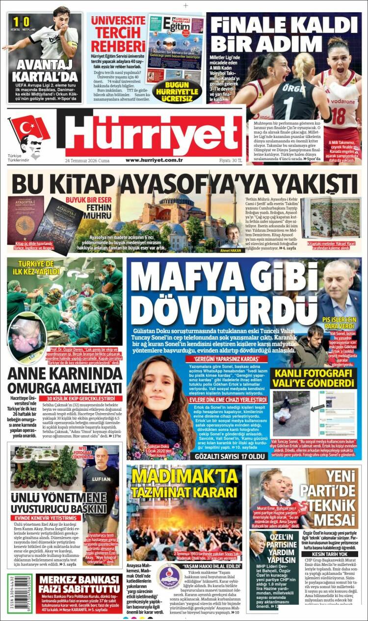 Portada de Hürriyet (Turkey)