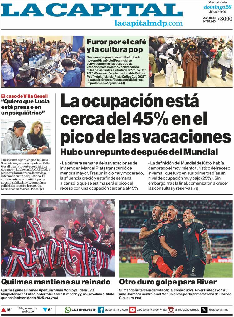 Portada de Diario La Capital - Mar del Plata (Argentina)