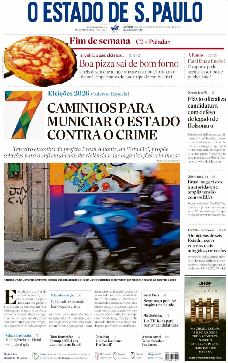 Portada de O Estado de São Paulo (Brasil)