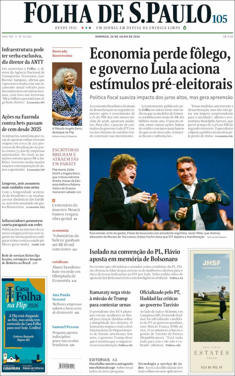 Portada de Folha de São Paulo (Brasil)
