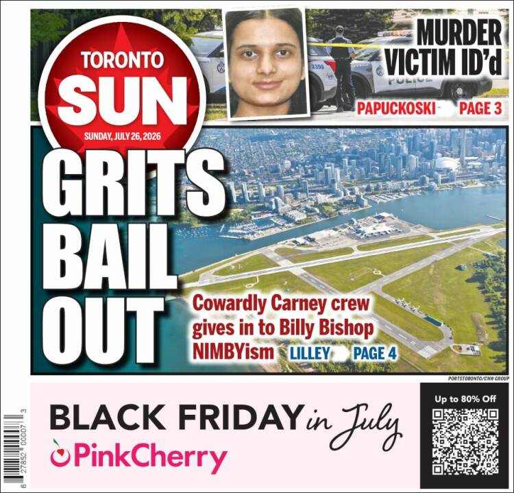 Portada de The Toronto Sun (Canad&aacute;)