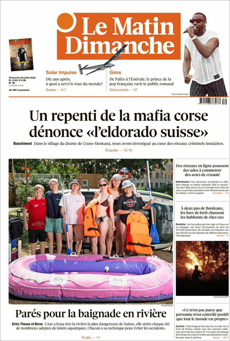 Portada de Le Matin (Suiza)